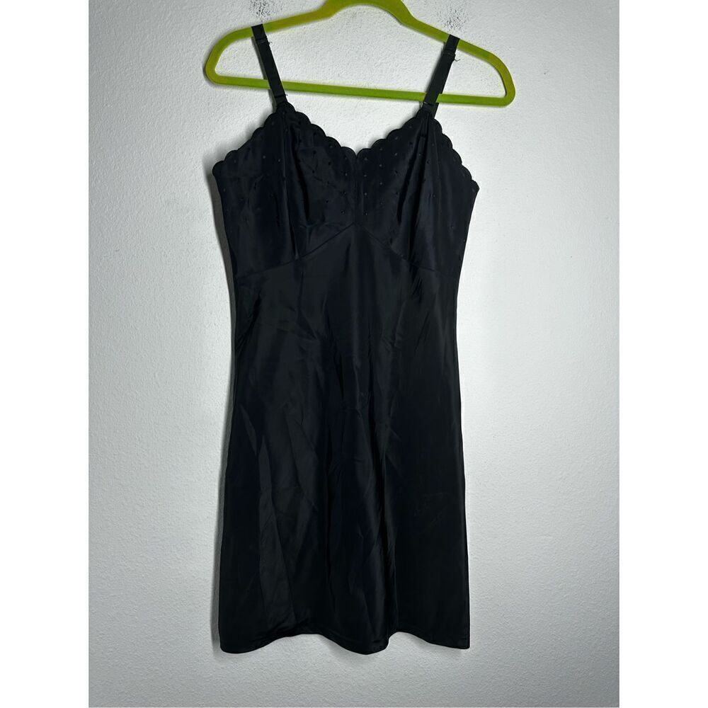 Barbizon Black Romantic Satine Embroidered Strap Cocktail Bohémien Dress Size 12